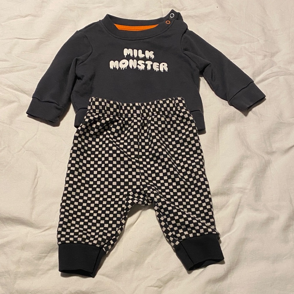 Cat & Jack Gray Monster Baby Outfit